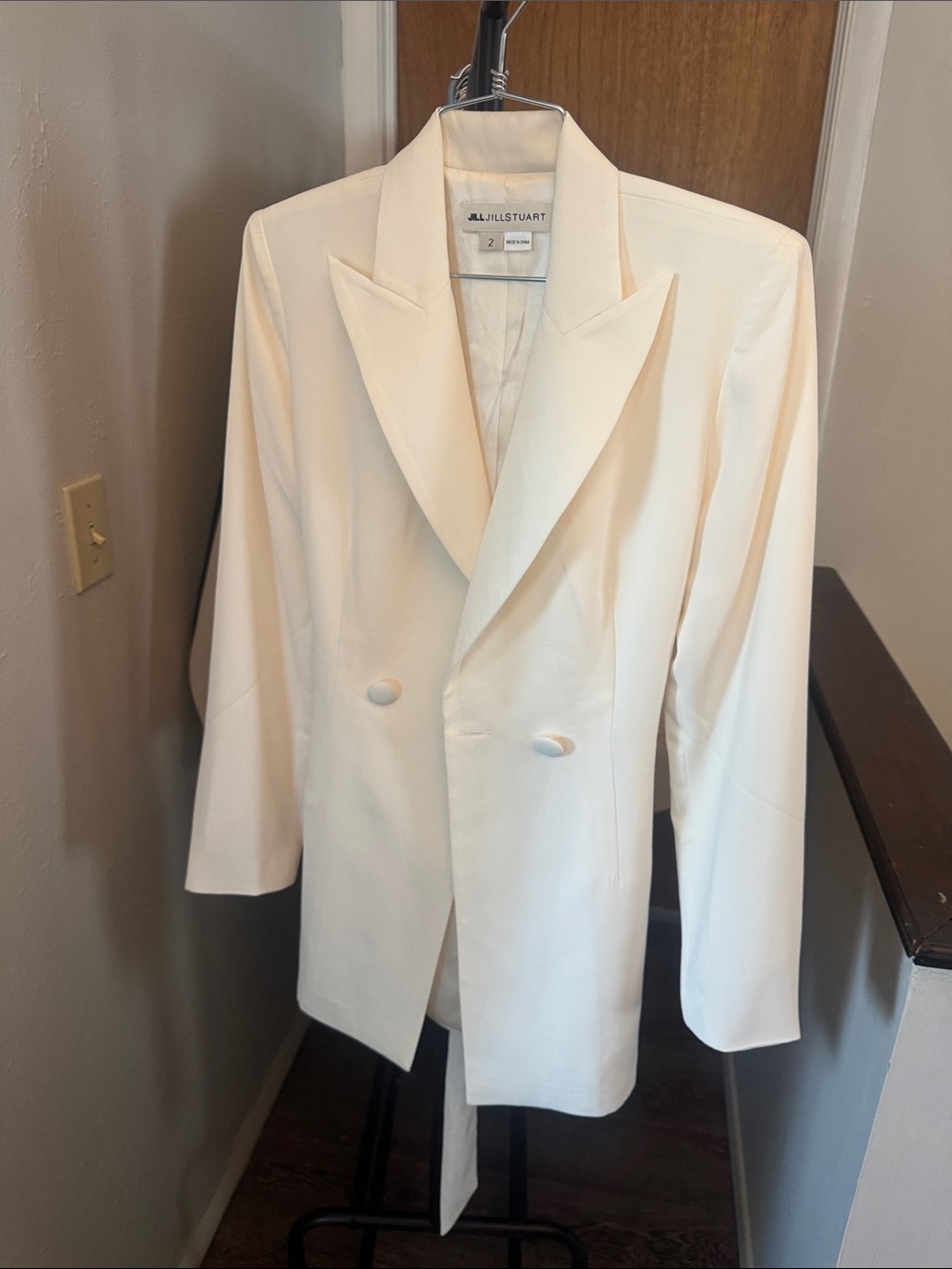 Jill Stuart Ivory Double-Breasted Blazer